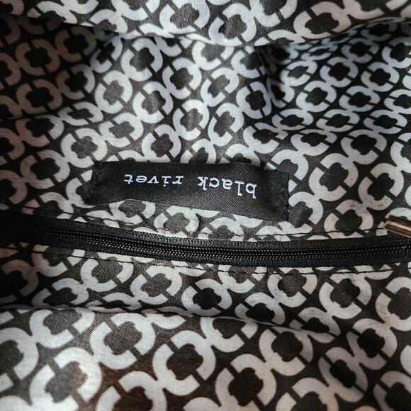 Black Rivet Brown Shoulder Purse Bucket Bag Back Pack Inner Outer Pockets - Picture 8 of 12